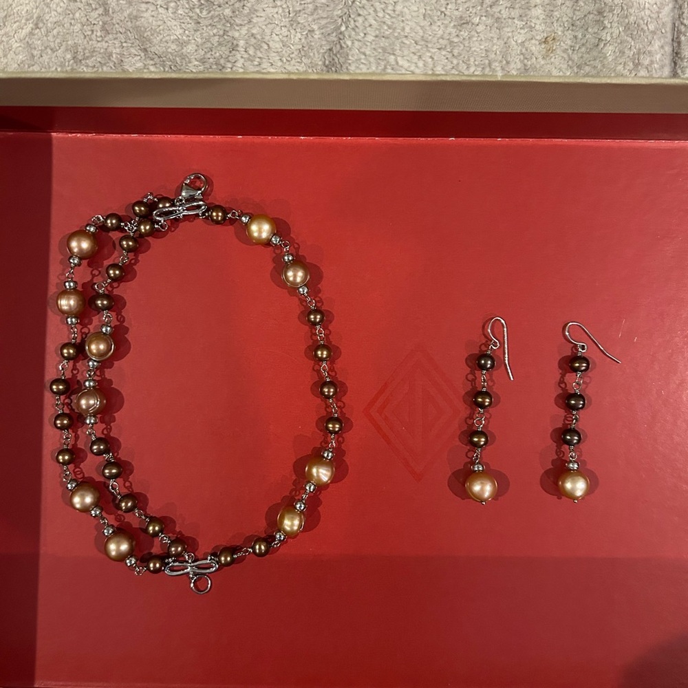 Honora Shades of Coffee Brown set - Earrings and Bracelet